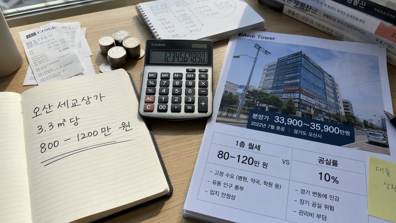 오산세교상가 분양가와 1층 임대 수익 계산