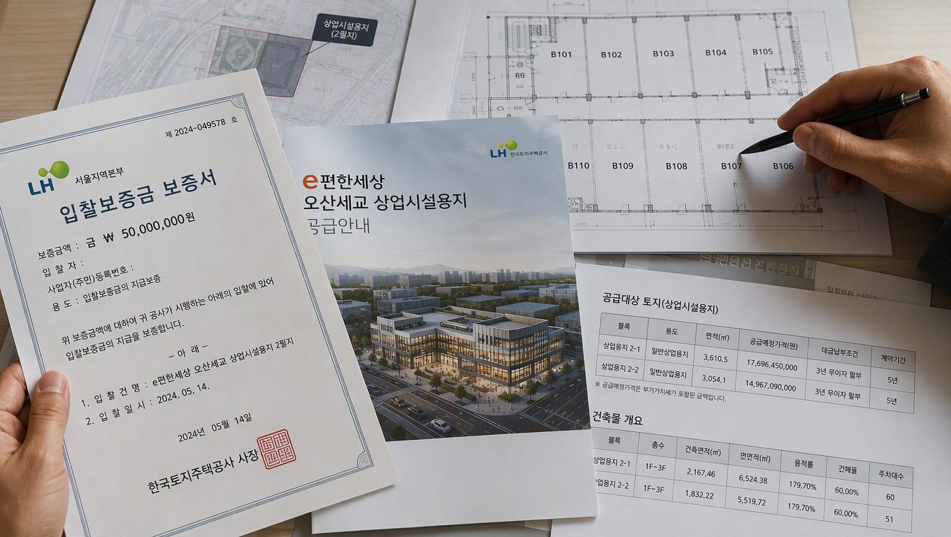 오산세교상가 입찰·계약 일정과 보증·면적 서류 확인